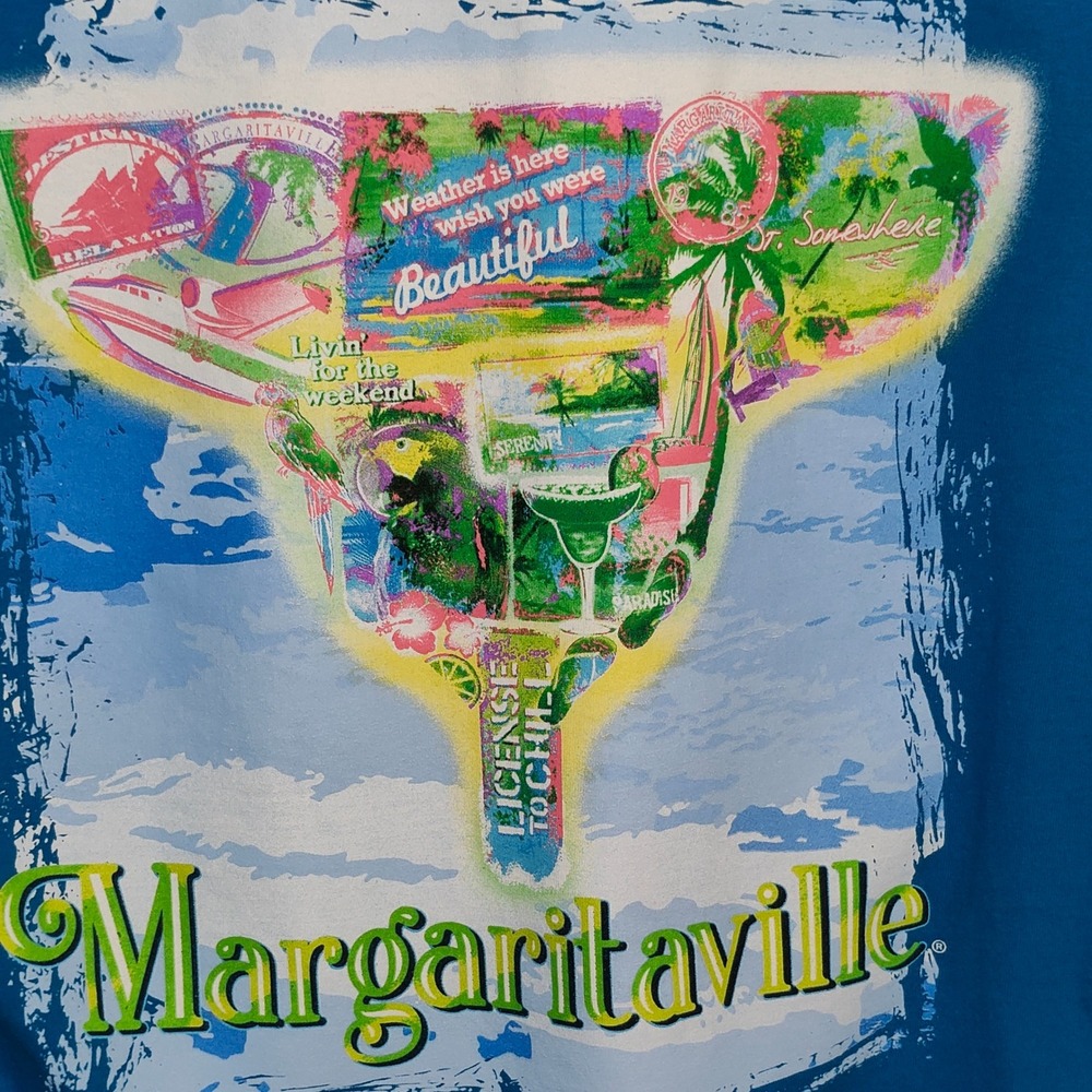 Margaritaville T-Shirt Women's Large Blue Full‑Back Tropical Graphic - Picture 7 of 7